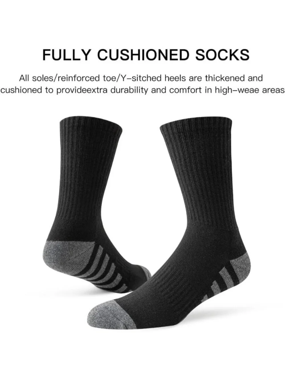 8 Pairs Men's Crew Cushion Socks - Breathable Athletic Running & Workout Socks